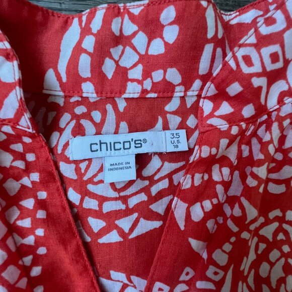 Chico's (2) Linen Lightweight 3/4 Sleeve Button Up Shirt Blouse Workwear Casual - Picture 6 of 11